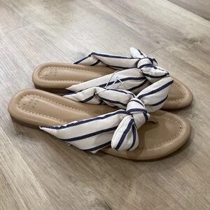 a new day Cream and Navy Striped Sandals